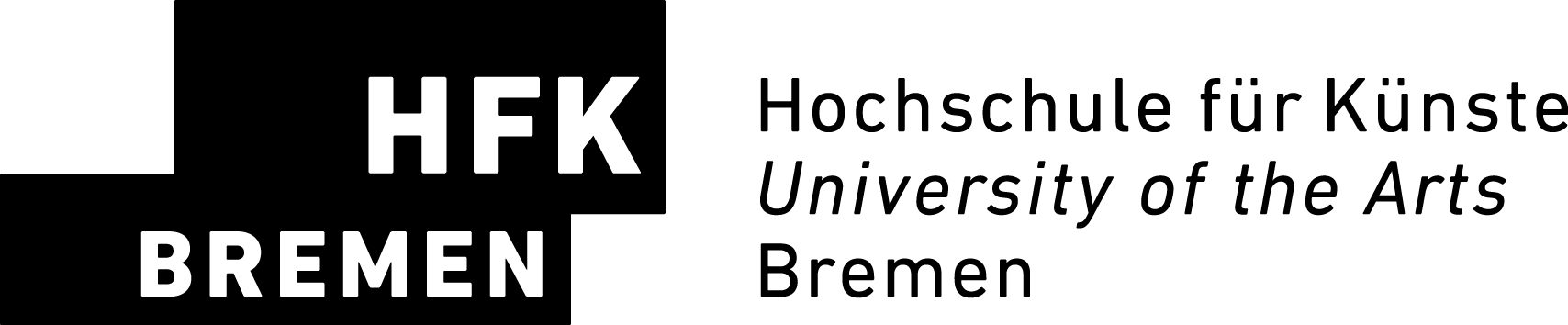 Logo der Hochschule für Künste (HfK) Bremen in Schwarz-Weiß. Veranstalter-Logo der Kunsthochschule.
