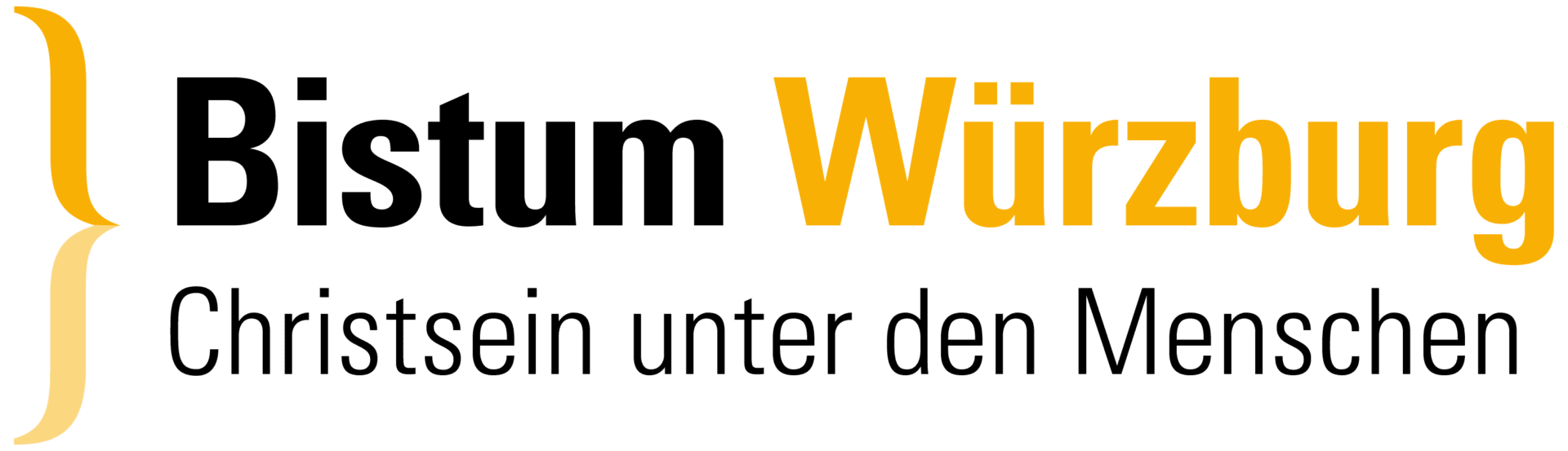 Logo des Bistums Würzburg mit dem Schriftzug Bistum Würzburg und dem Slogan Christsein unter den Menschen.