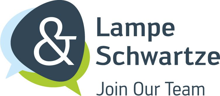 Lampe & Schwartze KG Logo: Sprechblasen-Symbol mit &-Zeichen. Recruiting: Join our Team.