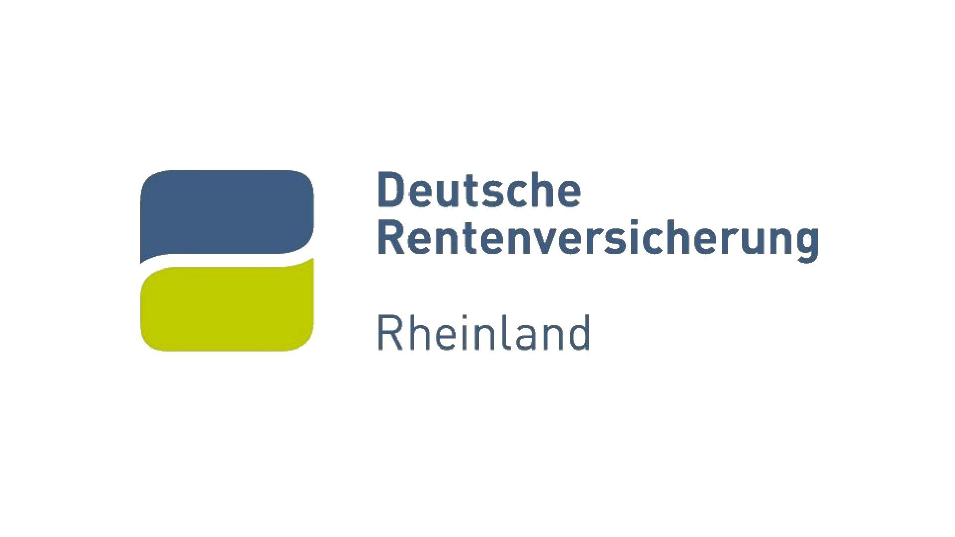 Logo der Deutschen Rentenversicherung Rheinland mit blau-grünem Icon.