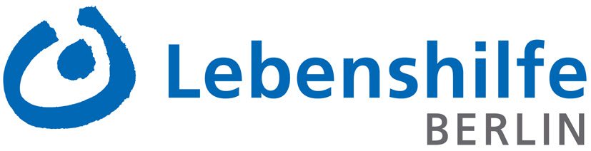 Lebenshilfe Logo: Blaues Symbol und Schriftzug Lebenshilfe BERLIN.