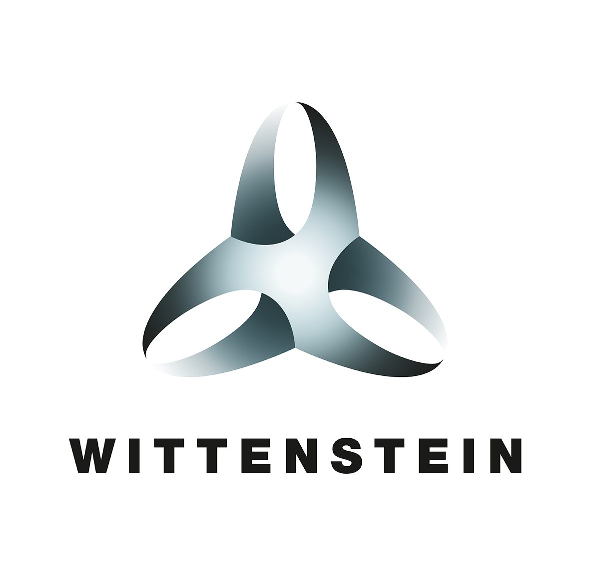 WITTENSTEIN SE Logo, abstraktes, dreidimensionales Symbol über dem Schriftzug.