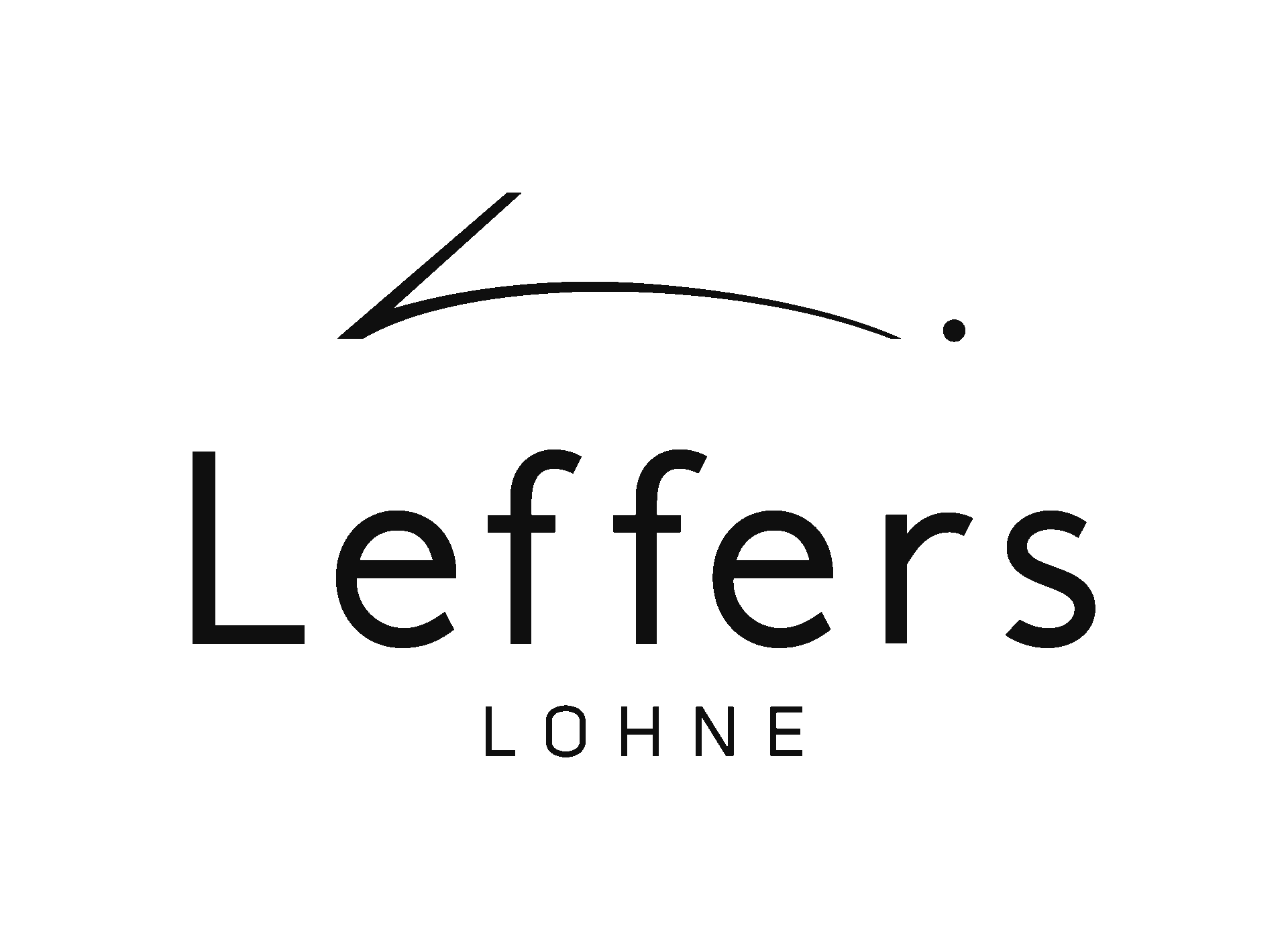Logo Leffers Lohne, schwarze Schrift auf blaugrünem Hintergrund.