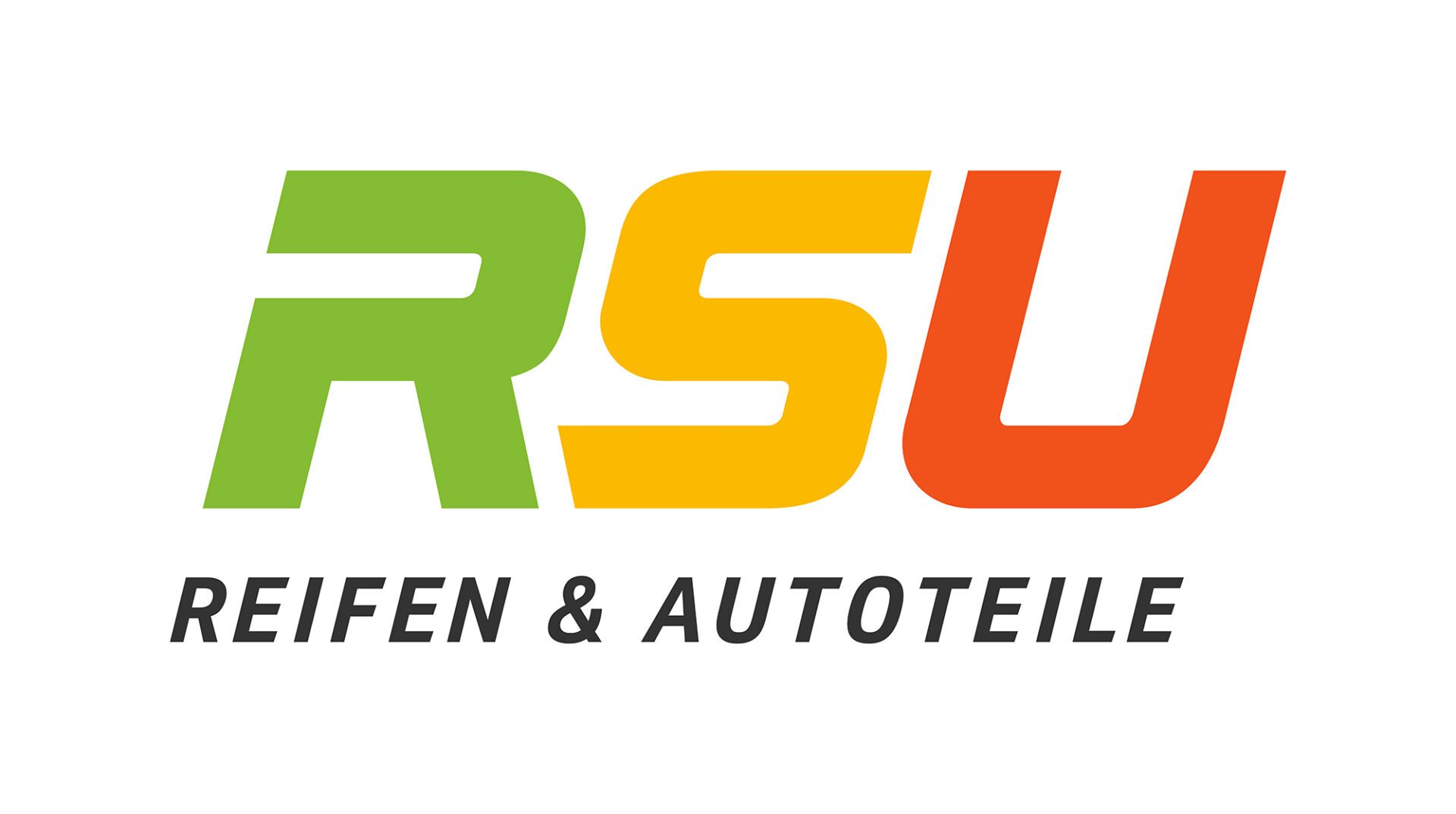 RSU GmbH Logo: Reifen & Autoteile. Farbiges Firmenlogo für Reifen und Autoteile.