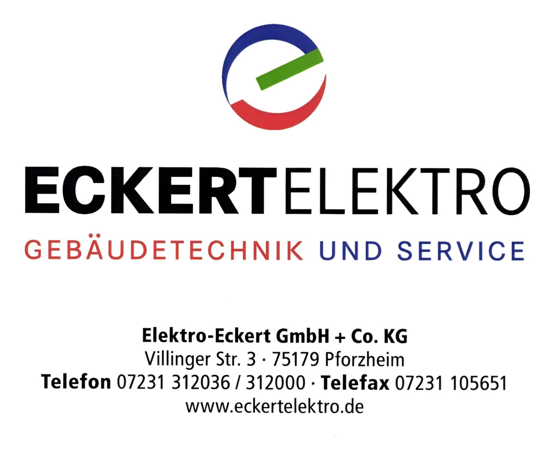 Eckert-Logo-Karte: Logo Elektro-Eckert GmbH + Co. KG, ein Elektrofachbetrieb für Gebäudetechnik und Service.